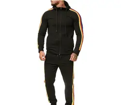 2019 мужские осенние спортивные комплекты толстовки + спортивные штаны с градиентным принтом на молнии мужские толстовки топ брюки костюм
