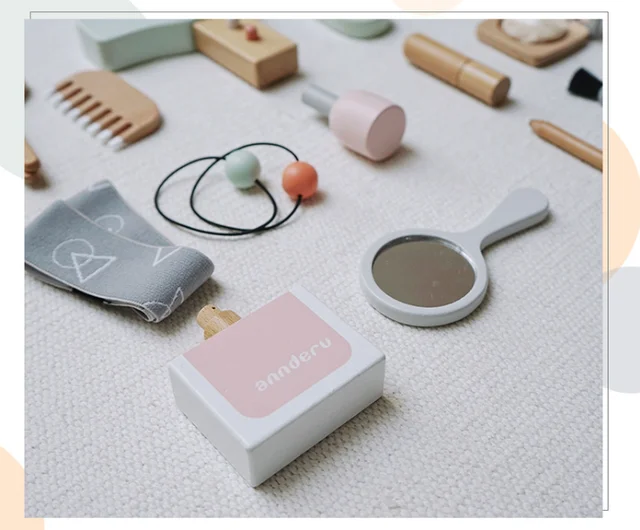 Children Toys Girls Pretend Play Kid Make Up Beautiful Makeup Set Hairdressing Simulation Wooden Toy For Girls Dressing Cosmetic 4