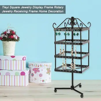 

Square Rotatable Bracelet Necklace Ring Pendant Bracelet Jewelry Stand Display Jewelry Iron Storage Racks Holder Rack