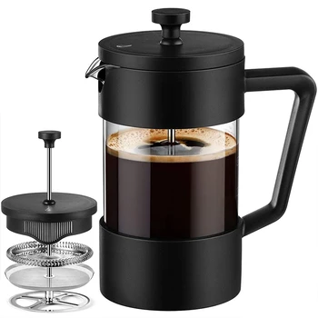 

Press Coffee Maker & Quality Large Tea Maker 21Oz Thickened Glass Coffee Press with Stainless Steel Filter 170x220x100mm