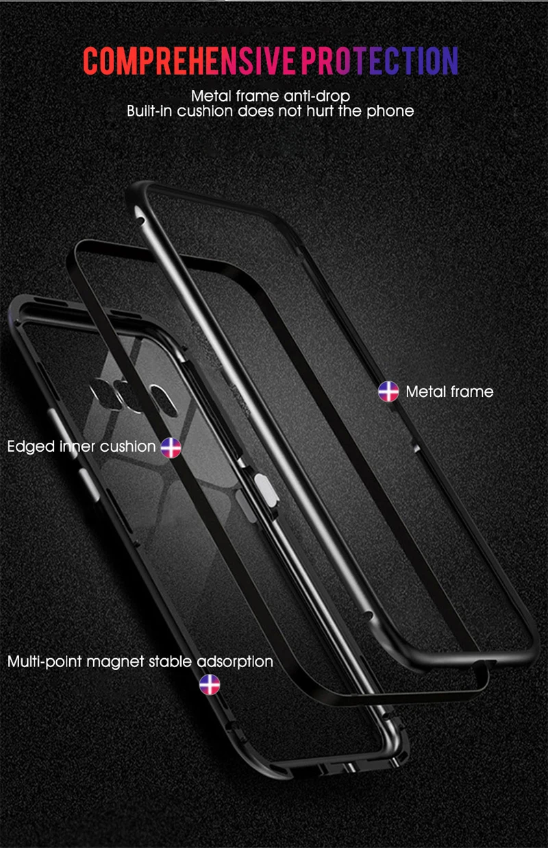 Металлический магнитный адсорбционный стеклянный чехол для samsung Galaxy S8 S9 S10 Plus S10E S7 Edge Note 10 9 8 чехол для телефона Магнитный чехол