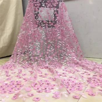 

FolaSade Lovely African 3d Beads Lace Fabric 2019 Hot Sale Embroidered French Tulle Lace Fabrics For Party Dress Wo436
