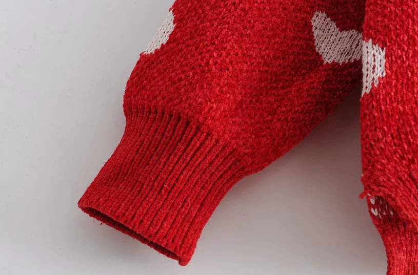 Вязаный свитер женский Осень пуловер милый красный Рождественский свитер с сердцем женская зимняя одежда свитера пуловеры корейский свитер