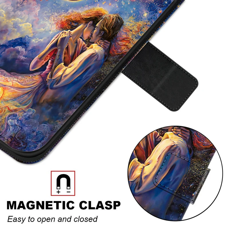 Flip Leather Case For OPPO A54 A74 A72 A52 4G 5G A91 A31 A15 A15s A53 A53s Painted Phone Wallet Stand Book Cover Card Holder Bag best case for oppo cell phone