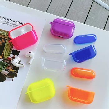 

INS Cute jelly Fluorescent Color Bluetooth Headset case for Airpods Pro 3 2 1 Fashion Transparent Earphone Soft Cover box coque