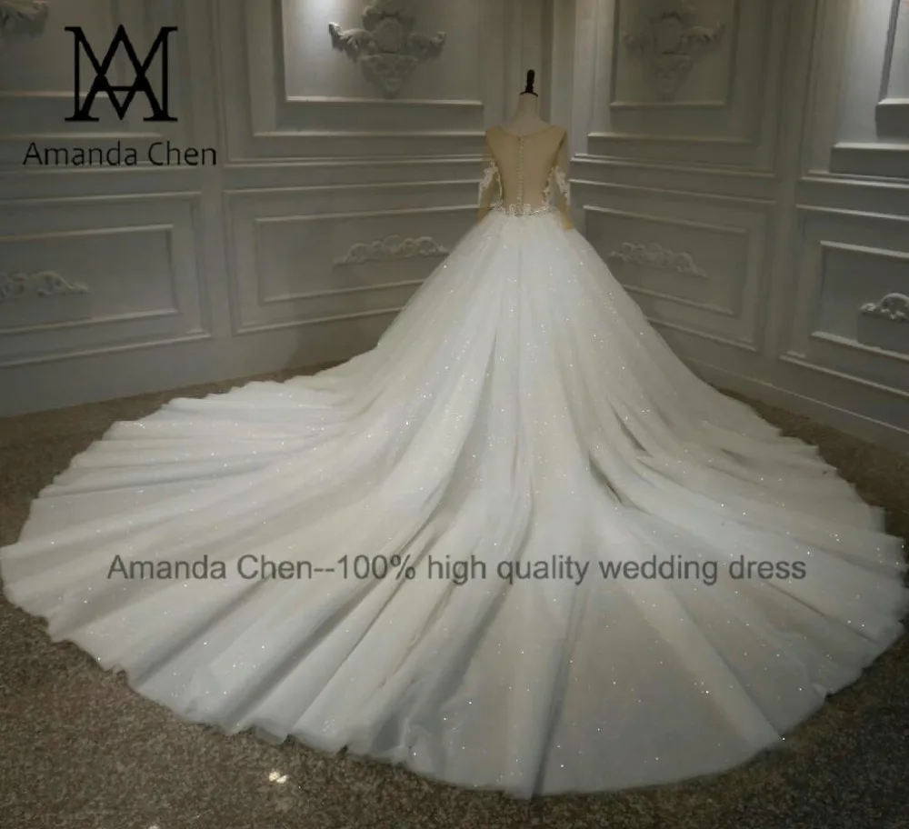 Vestiti da sposa с длинным рукавом Кружева аппликация блестящее свадебное платье