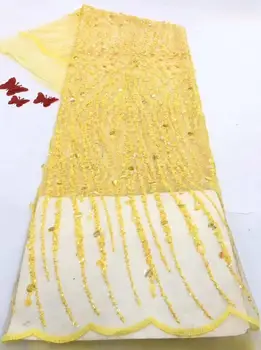 

embroidered net tulle mesh lace fabric with sequins french lace fabric L-58681 for party dress