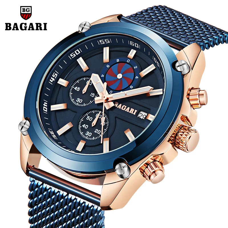

2019 New Style Multi-functional Sports Watch Men Hot Selling Mesh Belt Fashionable Night Light Watch