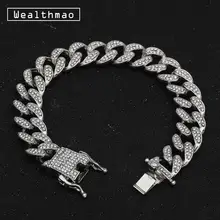 13 мм Камни со стразами браслеты унисекс золотого и серебряного цвета Iced Out канский звено цепи браслет хип-хоп для мужчин