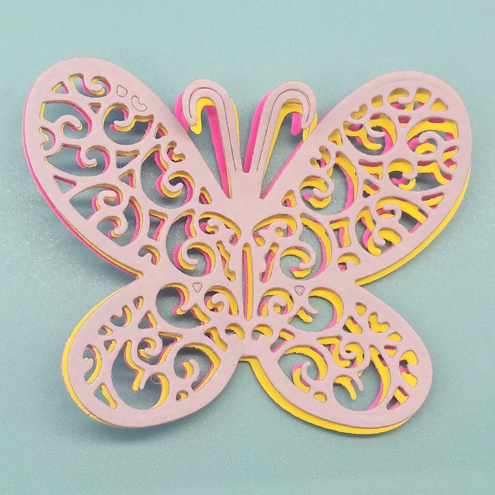 

Colorful butterfly hardware mold template, process scrapbook, decorative DIY paper relief, business card printing.
