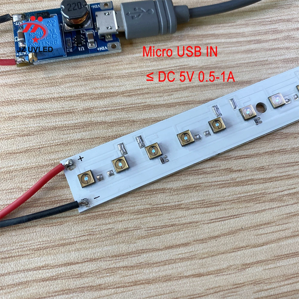 275nm 21 шт. UVC светодиодный DC 24 В для DIY UVC дезинфекционные лампы с USB блоком питания глубокий UVC светодиодный Фиолетовый светильник для стерилизации