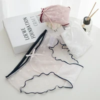 Culotte en dentelle transparente et Sexy pour femme, culotte taille basse, avec ruban, sous-vêtement féminin, L-XL 2