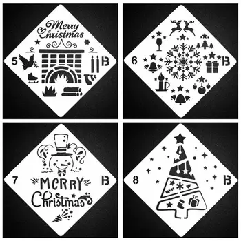 

16pcs/set Christmas Stencils Templates DIY Painting Scrapbook Stamp Album Emboss