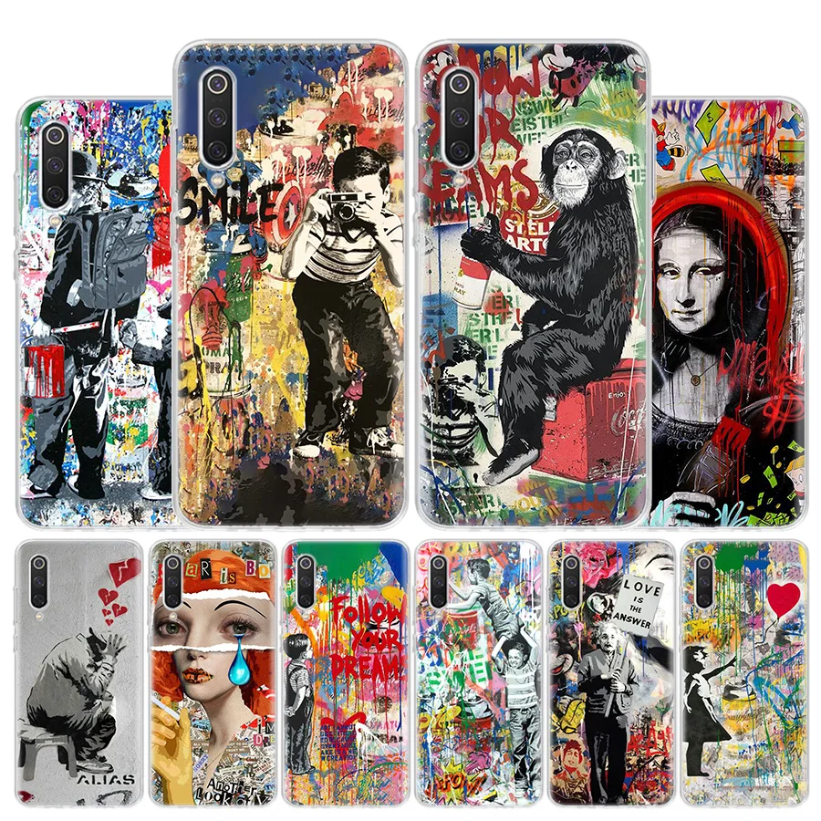 Custodia Per Telefono Astratta Banksy Graffiti Art Per Xiaomi Poco X3 Pro X5 X4 Nfc M3 M2 M4 F3 F2 F1 Gt Mi Note 10 Lite Cc9E A3 A2 A1 Cove