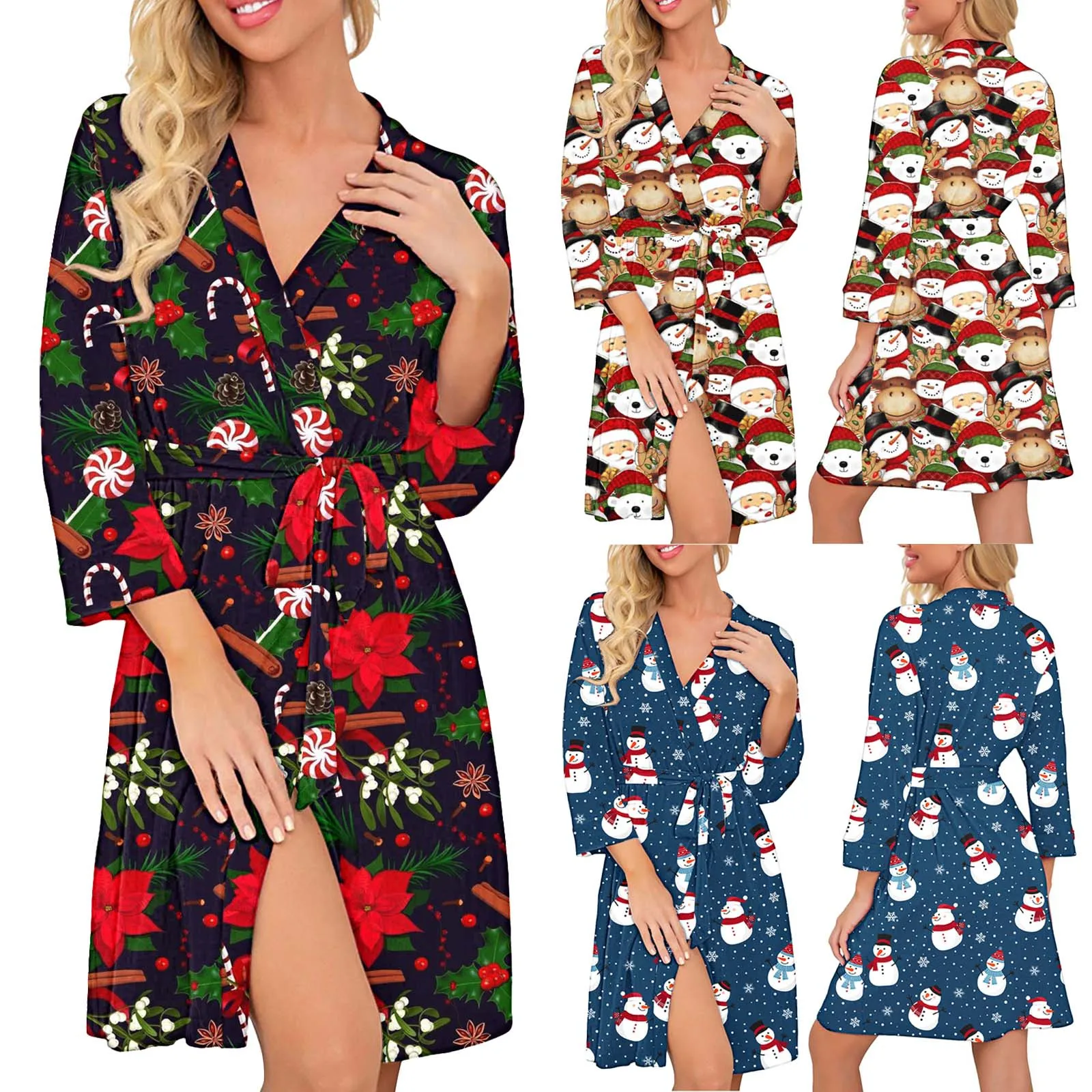 Christmas Bathrobe Silk Kimono Robe Bathrobe Women Wrap Bridesmaid