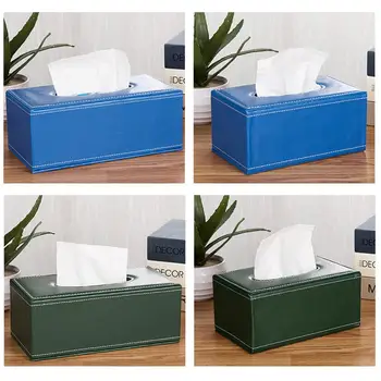 

Household Faux Leather Tissue Box Storage Case Hotel Restaurant Paper Dispenser