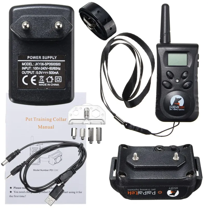 

Waterproof Rechargeable LCD Electric Remote Dog Training Shock Collar 500 Yard Snoring Device For Large Dogs EU Plug
