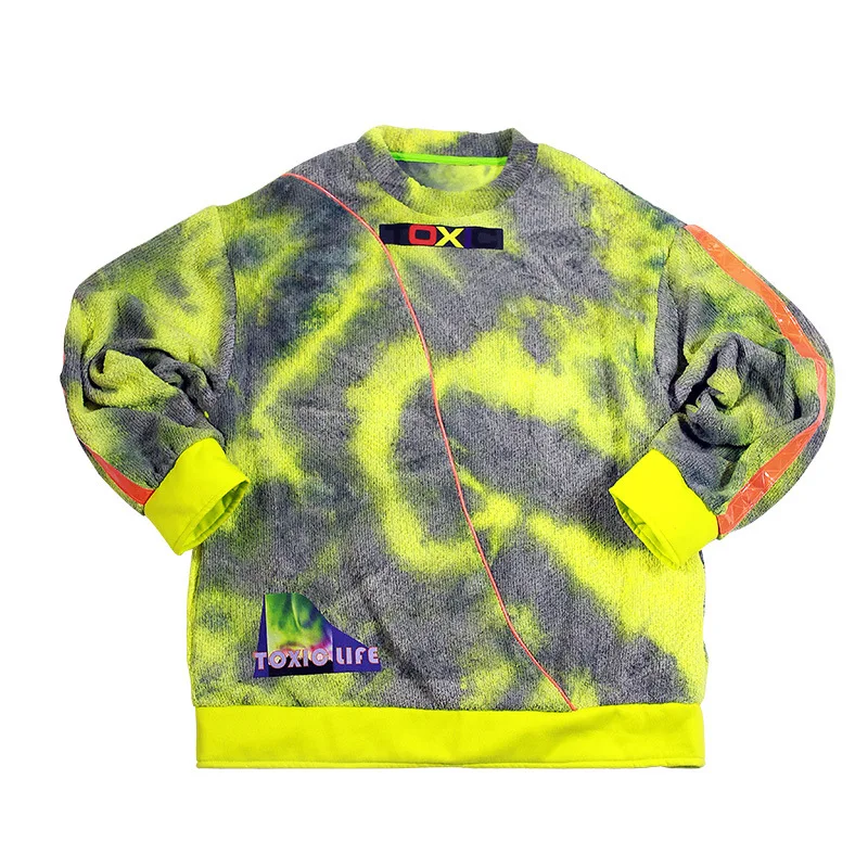 SEVEYFAN Мужская Tie Dye уличная одежда толстовки в стиле хип-хоп Harajuku пуловер больших размеров толстовки зимние утепленные толстовки мужские R3227 - Цвет: Цвет: желтый