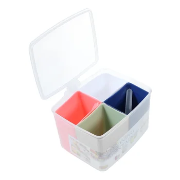 

1pcs Square 4-Compartment Clear Seasoning Box Spice Condiment Plastic Containers Colorful Pots Cruet for Storage Kitchen