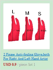 Черная противообрастающая перчатка с 2 пальцами, как для правой, так и для левой руки, для любого графического планшета