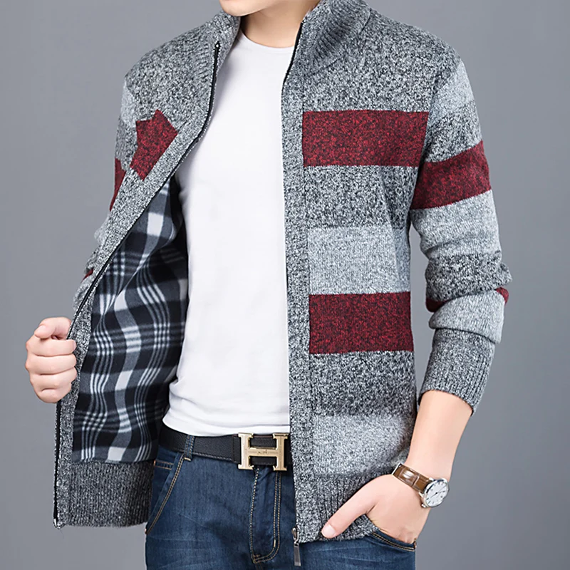 

2020 Thick New Fashion Brand Sweater For Mens Cardigan Slim Fit Jumpers Knitwear Warm Autumn Korean Style Casual Clothing Male