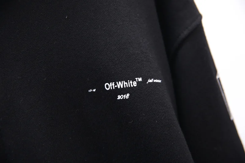 OFF-WHITE OW Высококачественный Свободный свитшот на молнии с капюшоном пальто махровая ткань толстовка