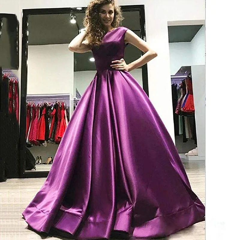 

Simple Satin Prom Dress With Pockets Sexy Backless A-Line Evening Dress Long Formal Gowns Women vestidos de gala