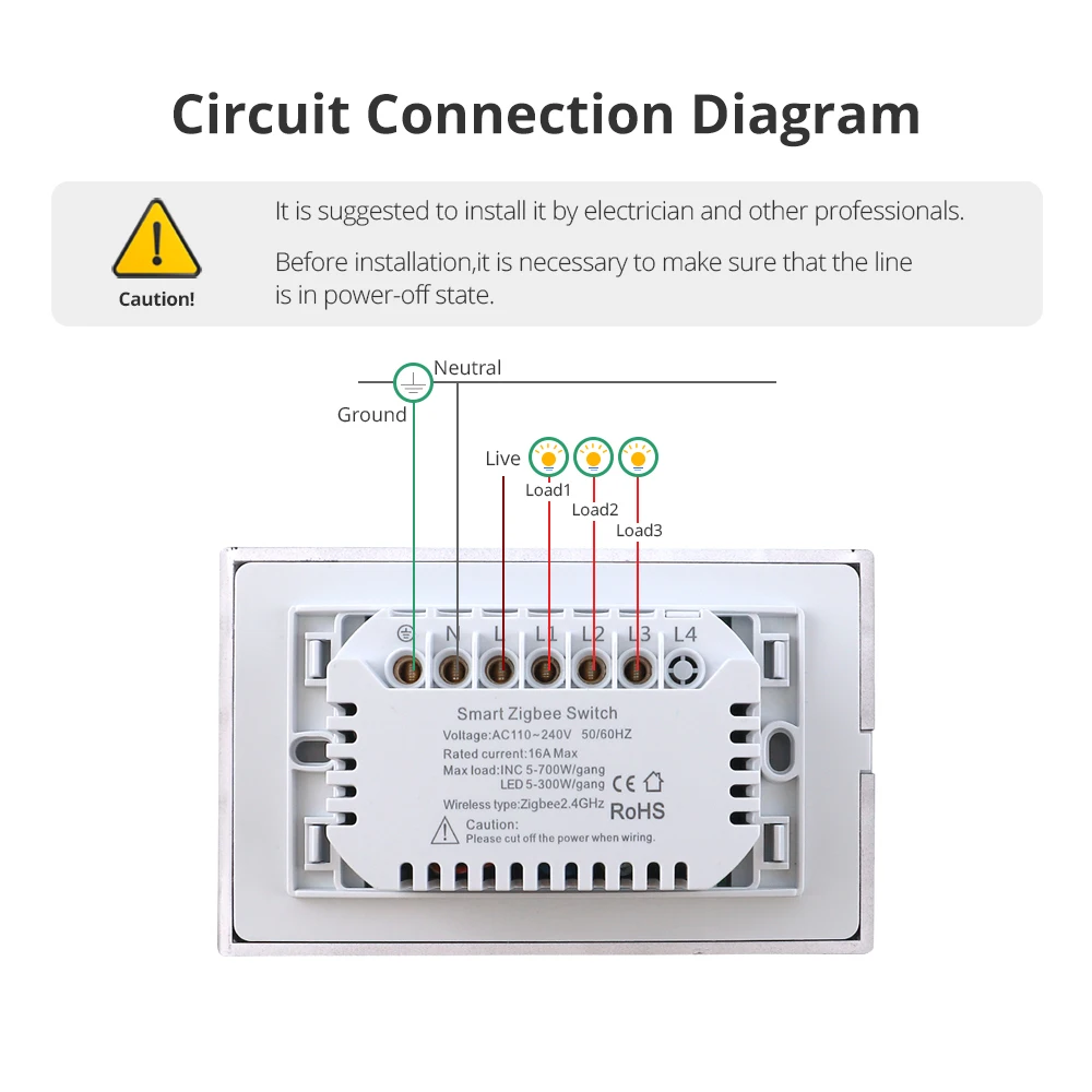 Zemismart-interruptores de luz de pared Zigbee, 1, 2, 3, 4 bandas, con Interruptor neutro, Alexa, Google Home, Tuya, Smartthings, Control por aplicación - Imagen 6