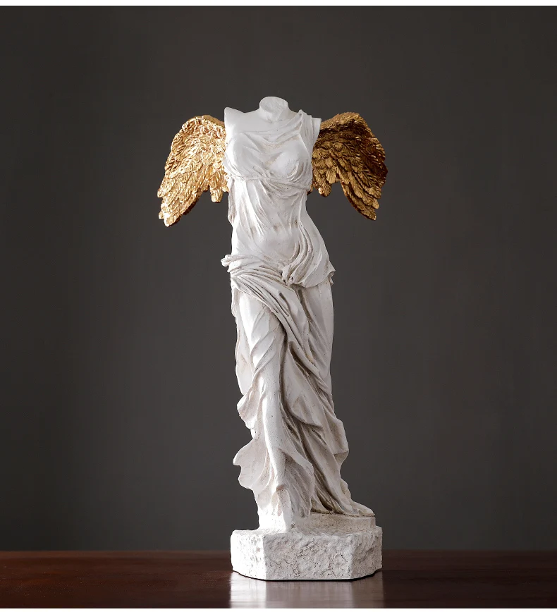 Стоящая на песчанике Venus De Milo большая статуя из смолы, аксессуары для домашнего декора, богиня, Золотое крыло, декор для гостиной, статуя для рукоделия