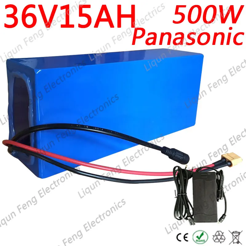 ЕС США Бесплатный налог 36 В 15AH 1000 Вт использовать для Panasonic батареи электрического велосипеда 36 В 15AH 1000 Вт с ПВХ чехол 30A BMS и 2A зарядное устройство