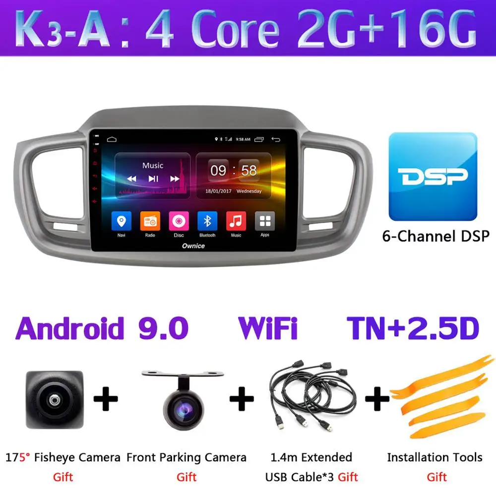 360 ° панорамная камера 4G WiFi Android 9,0 8Core 4+ 64G Автомобильный мультимедийный плеер gps Радио SPDIF DSP CarPlay для Kia Sorento - Цвет: K3-A
