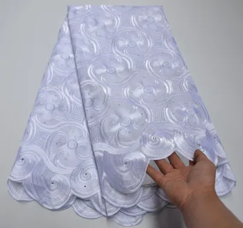 

White African Lace Fabric High Quality Cheap Sale Nigerian Holes Voile Lace In Switzerland For Man Dress Material Sewing TG5-84