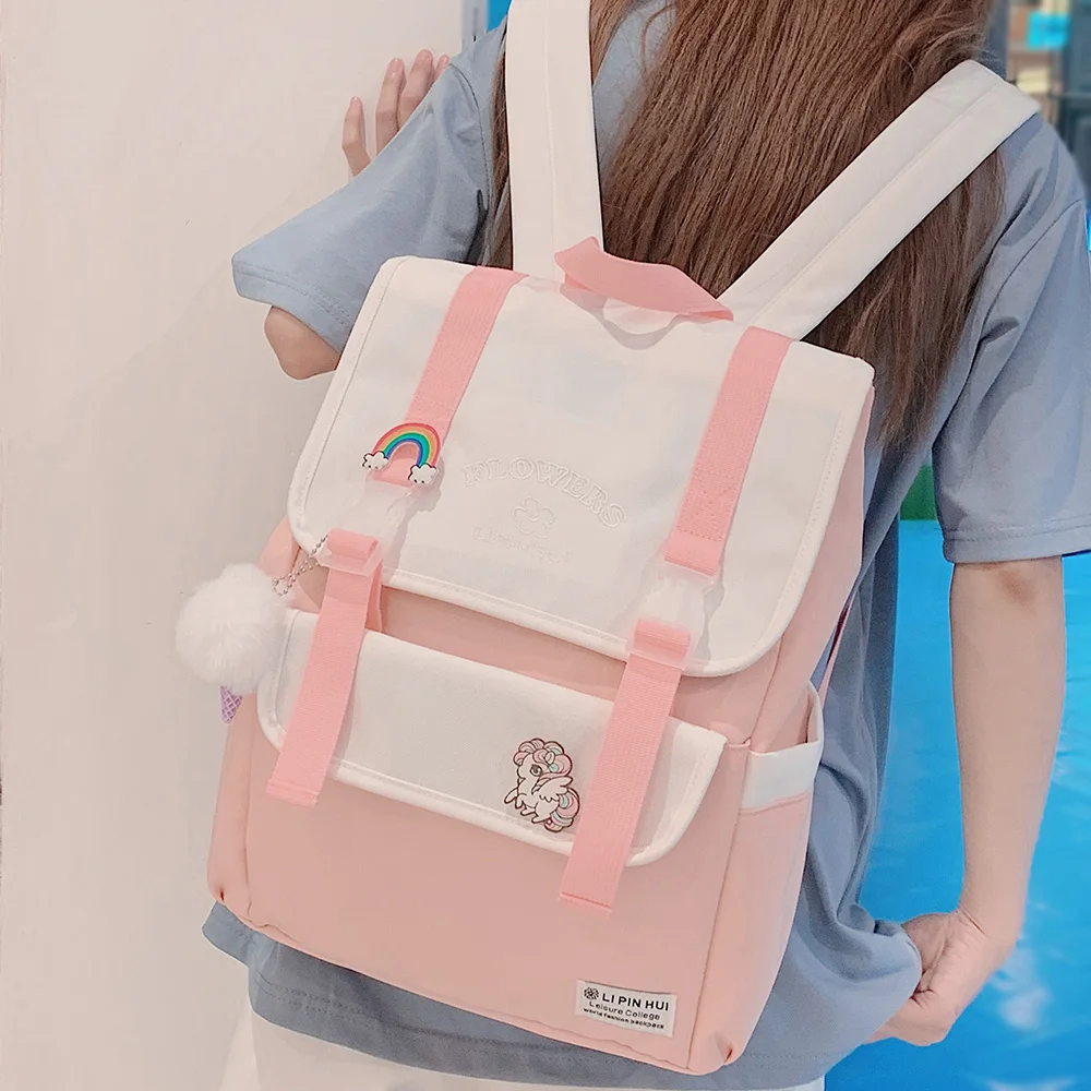 Girl Backpack School-Bags Harajuku-Buckle Ladies Bag College Female Student Women Kawaii