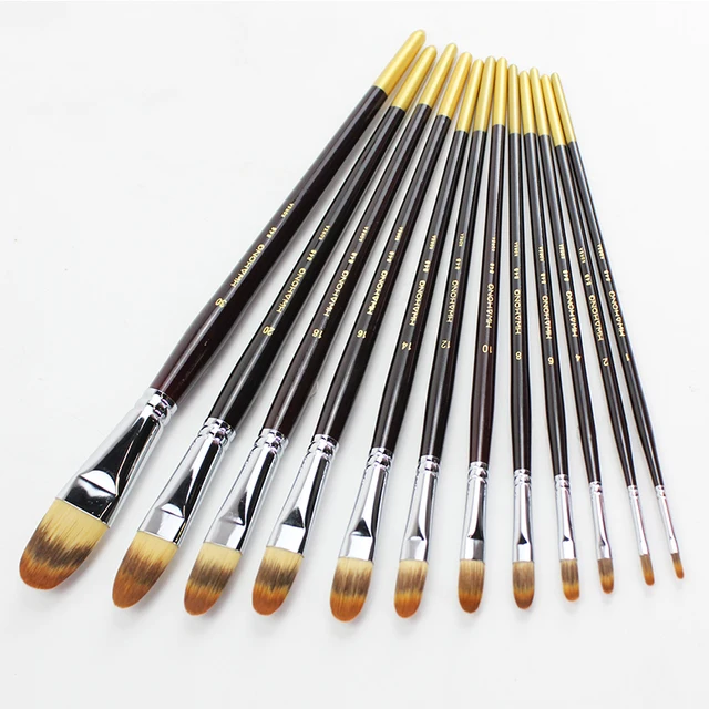 ESCODA Paint Brushes - Thick Natural Bristle, Long Handle, Half Round Cat  Tongue Oil Acrylic Painting Brush 7040 - AliExpress