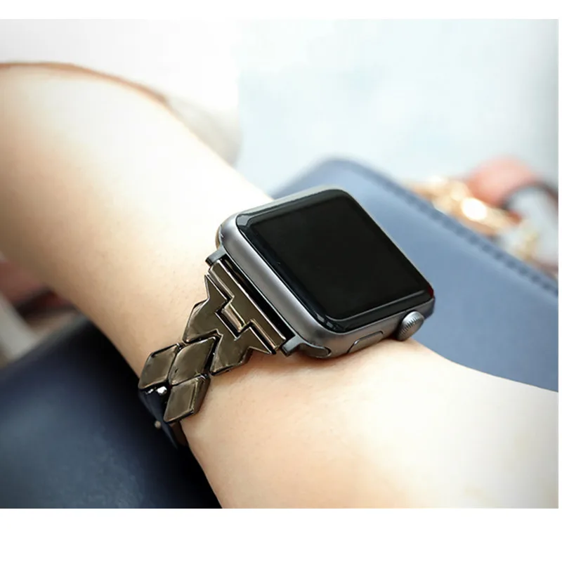 Ромбический ремешок для Apple watch, 4 ремешка, 44 мм, 40 мм, iWatch, 42 мм, 38 мм, металлический ремешок для часов, браслет из нержавеющей стали, Apple watch 3, 2, 1