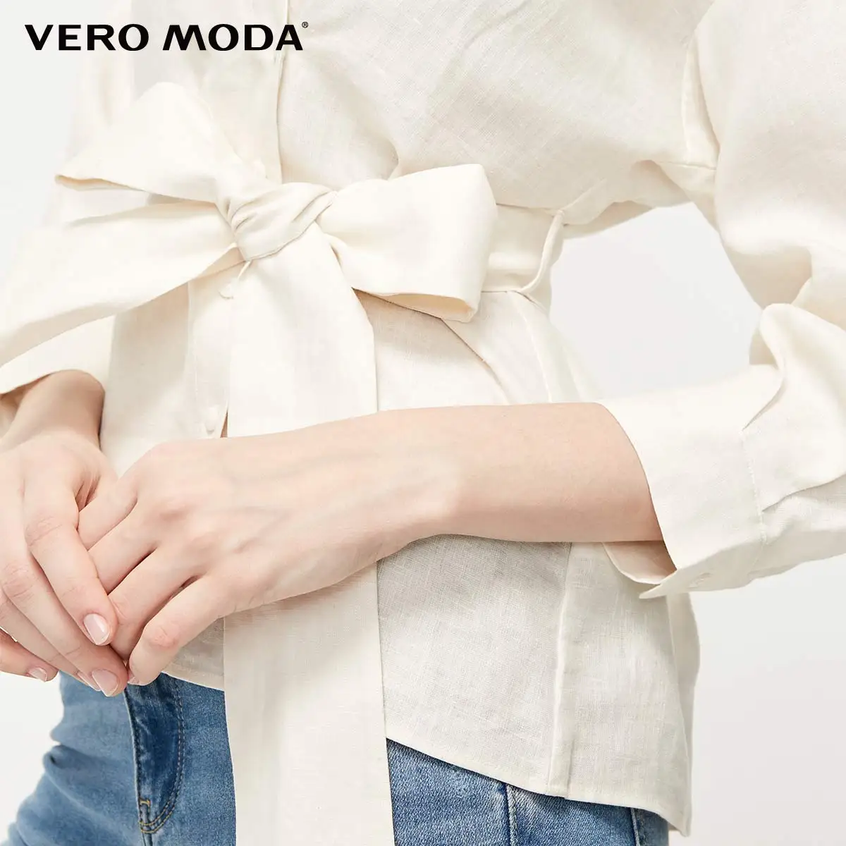 Vero Moda женская рубашка в минималистическом стиле с декоративной талией | 319131530