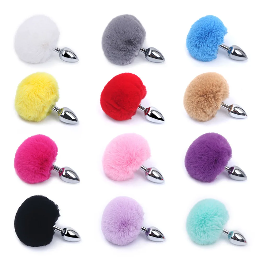 12 Colors Anal Toy Butt Plug With Crystal Jewelry Smooth Touch Metal Bunny Tail Beads Sex Toys for Woman Men Gay | Красота и здоровье