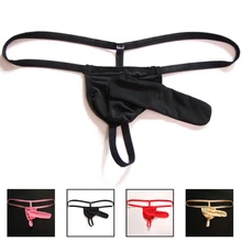 Мужские стринги, сексуальное нижнее белье для геев, прозрачный ледяной шелк, однотонное нижнее белье с низкой талией, Cuecas calzoncillo, рукав для пениса