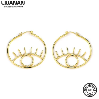 

Chic Style Evil Eye Dangle Earrings 100% Real 925 Sterling Silver Earrings Gold Plated Earrings for Women Fine Jewelry Gift