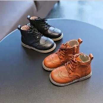 

2020 Autumn Genuine Leather Child Boy Girl Boots Fshion brown Baby Boots Shoes Soft Comfortable Anti-slip Kid Martin Boots