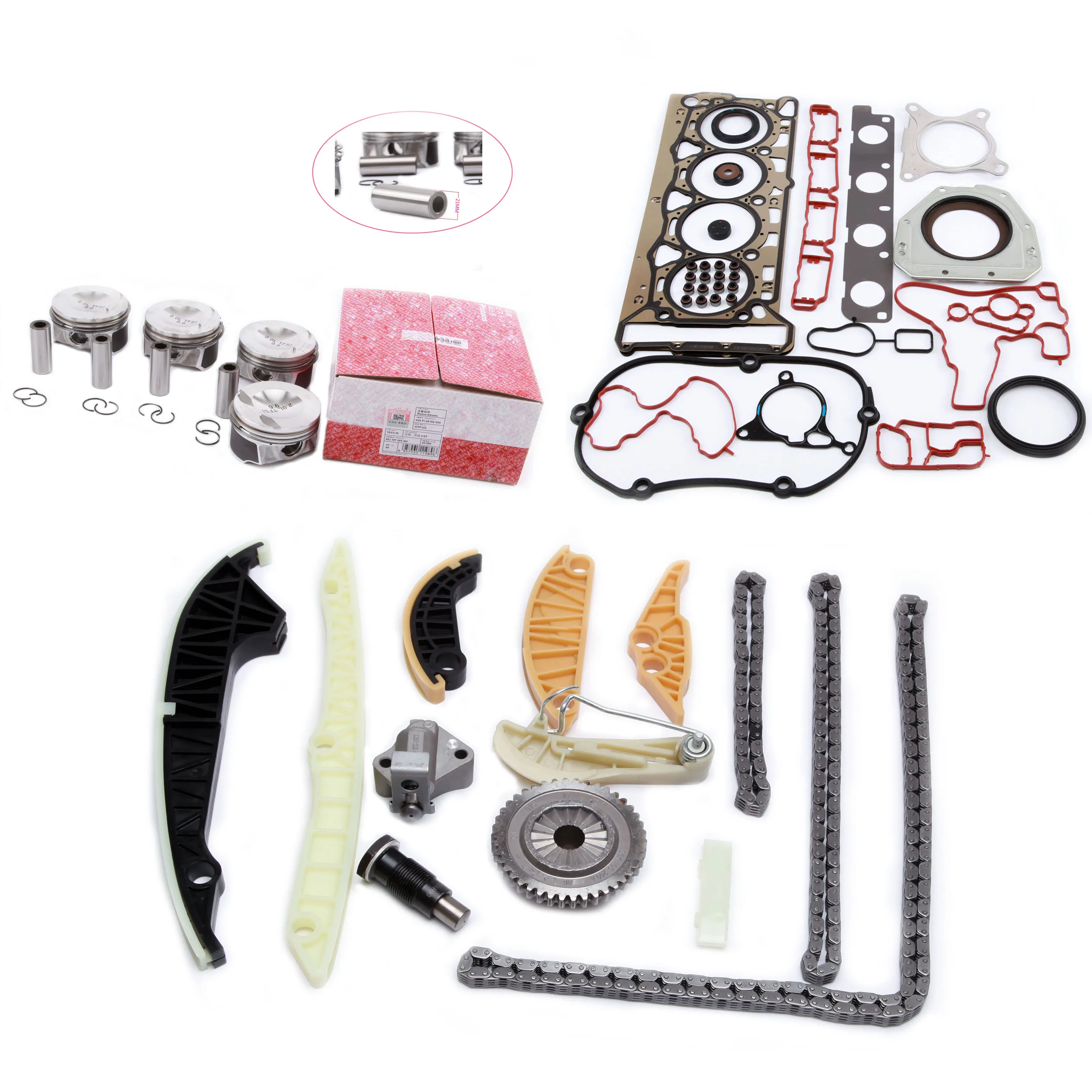 Set 06H107065AM 06H109467N OEM 2,0 T двигатель поршень натяжитель цепи прокладка цилиндра ремонтный набор для Audi A4 Q5 TT VW Passat Golf Skoda - Цвет: Set