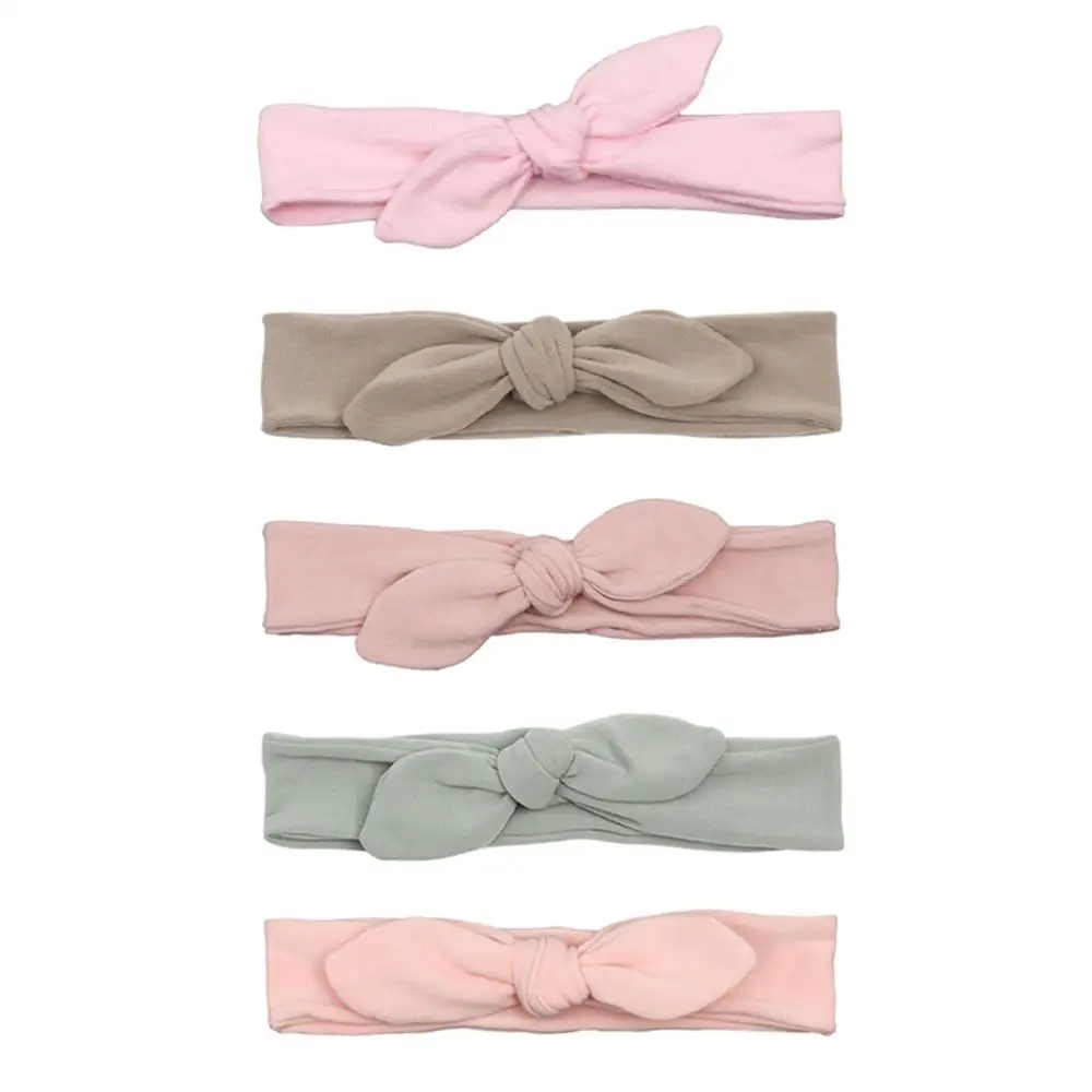 Rabbit Ears Solid Cotton Baby Headbands For Girls Elastic Handmade Adjustable Fashion Baby Hairband 