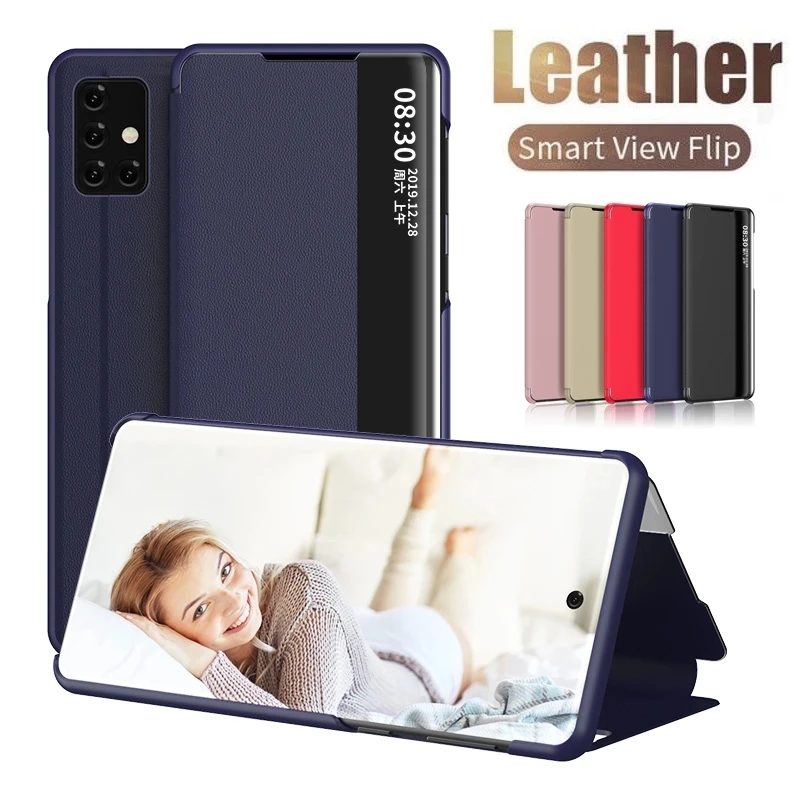Luxury Leather Smart Mirror Flip Phone Case For Samsung S20 S10 S9 S8 Plus Note 20 UItra 10 Pro 8 9 A51 A71 A50 A31 View Cover 1