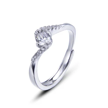 

4mm Wholesale Ring Engagement Jewelry Sterling Silver Vintage Open Ring Female Fashion Jewelry 925 Silver Accessory with Box