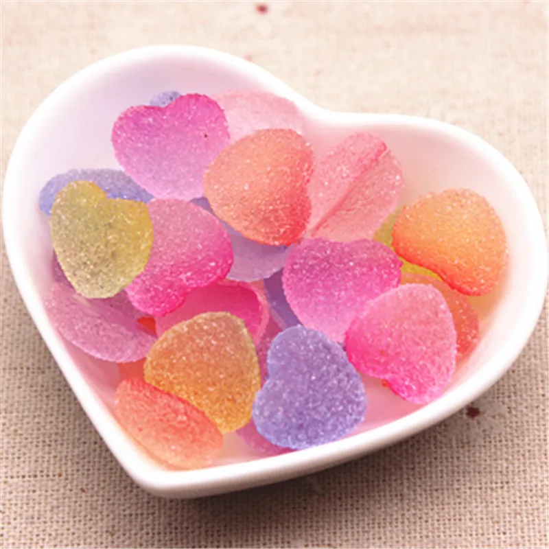 

10pcs 17mm Unicorn Color Resin Heart Flatback Cabochon Simulation Soft Candy Food Art DIY Phone Case Hair Clip Decoration