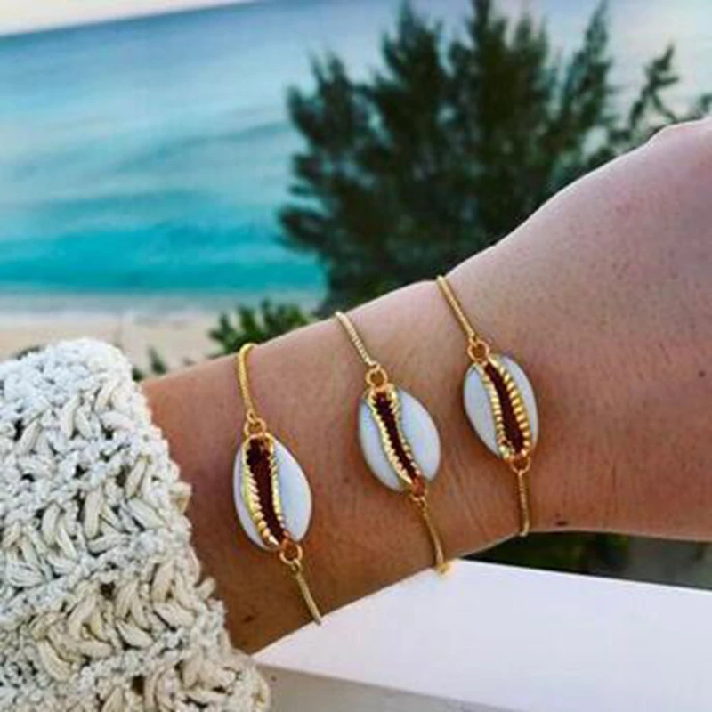 2018-Fashion-Style-Wholesale-gold-color-genuine-cowrie-shell-bracelet-in-adjustable-fashionable-1-pcs-chain