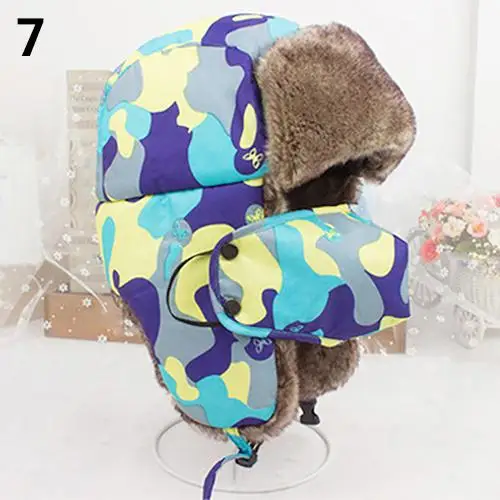 Camouflage Purple Модная мужская и женская зимняя теплая шапка ушанка с ветрозащитной маской Новинка Горячая Распродажа модная мужская - Цвет: Camouflage Purple