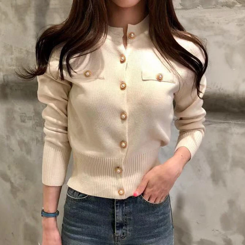 Lucyever Fashion Women Cardigan Sweater Spring Knitted Long Sleeve Short Coat Casual Single Breasted Korean Slim Chic Ladies Top