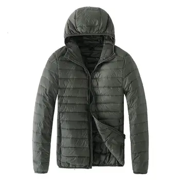 

Men Down Coat Autumn Winter Fashion Boutique Solid Color Ultra-Thin Light Comfortable Casual Hooded White Duck Down Jacket