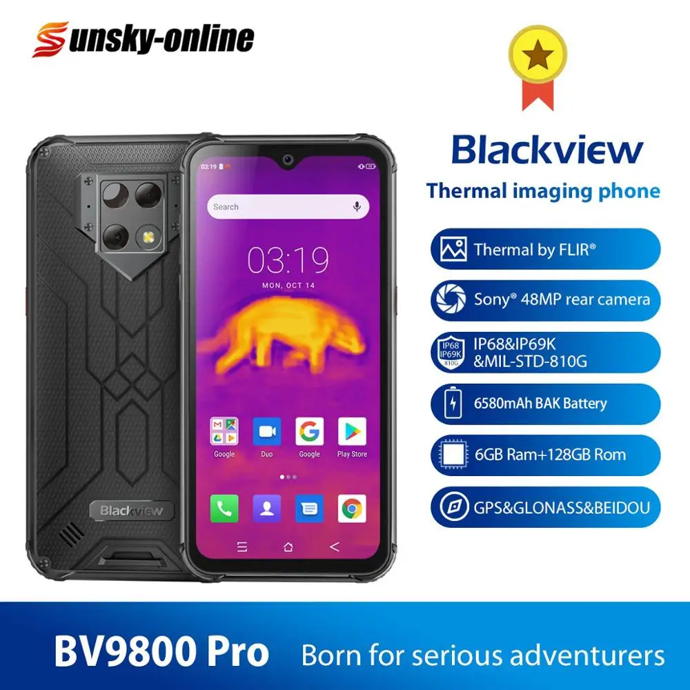 Смартфон Blackview BV9800 Pro IP68 6580 мАч тройная камера Super AI 48 Мп + 16 5 МП 6 ГБ 128 3 дюйма FHD Grobal 4G